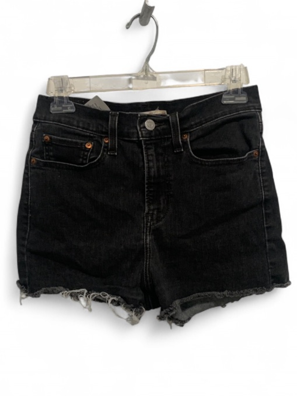 Levi’s Black High-Rise Frayed Hems Denim Shorts